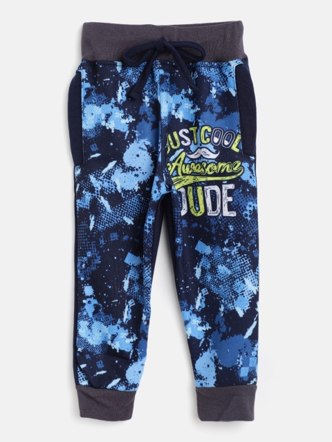 

Eteenz Boys Blue & Yellow Camouflage Printed Pure Cotton Joggers