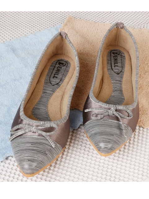 

Denill Women Grey Colourblocked Ballerinas with Bows Flats