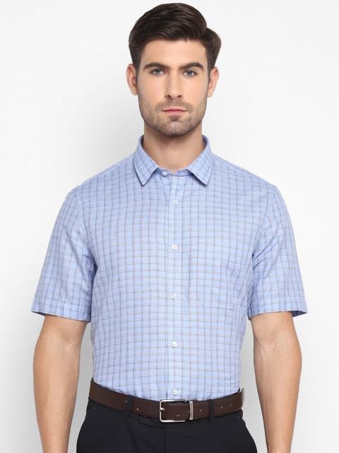 

Turtle Men Blue Opaque Checked Formal Shirt