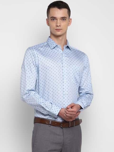 

Turtle Men Blue & Black Slim Fit Opaque Printed Cotton Formal Shirt
