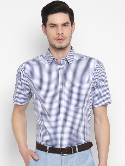 

Turtle Men Blue Micro Checked Formal Shirt