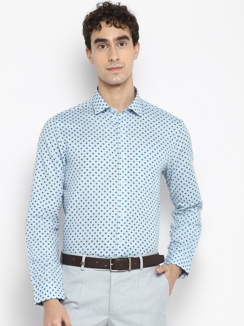 

Turtle Men Blue Slim Fit Opaque Printed Formal Shirt