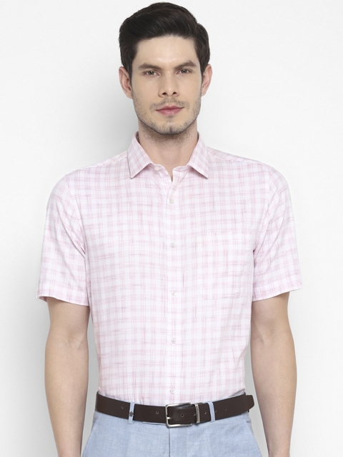 

Turtle Men Pink Opaque Checked Formal Shirt
