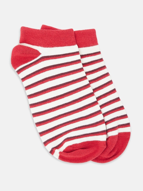 

Honey by Pantaloons Women Red & White Striped Ankle Length Socks