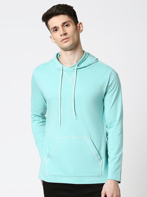 

Bewakoof Men Blue Hooded Cotton T-shirt