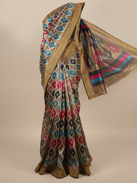 

Pothys Beige & Blue Zari Saree