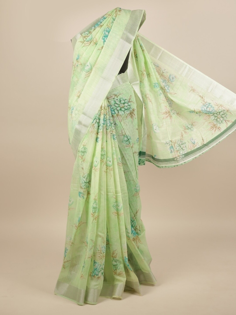 

Pothys Green & Blue Floral Zari Saree