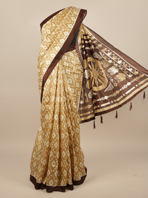 

Pothys Nude-Coloured & Maroon Printed Saree