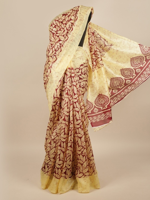 

Pothys Maroon & Beige Floral Saree