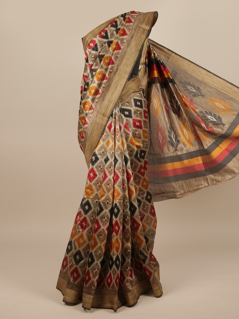 

Pothys Beige & Black Zari Printed Saree