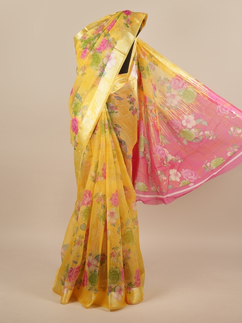 

Pothys Yellow & Pink Floral Saree