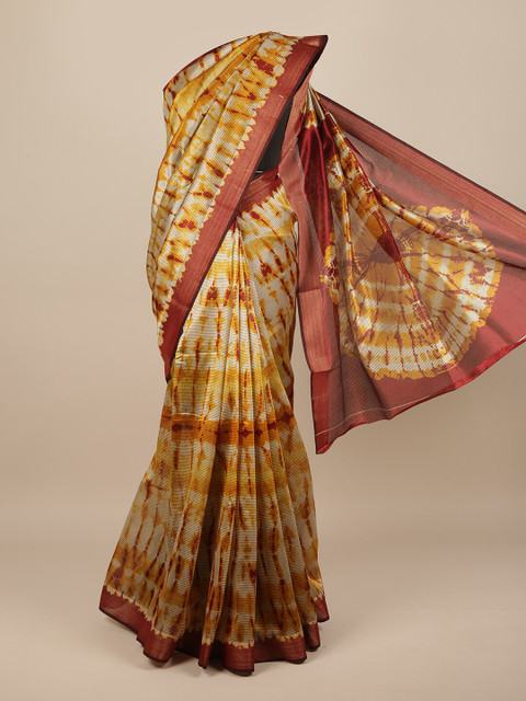 

Pothys Yellow & Maroon Tie and Dye Saree