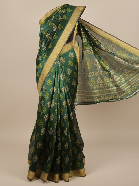 

Pothys Green & Gold-Toned Ethnic Motifs Saree