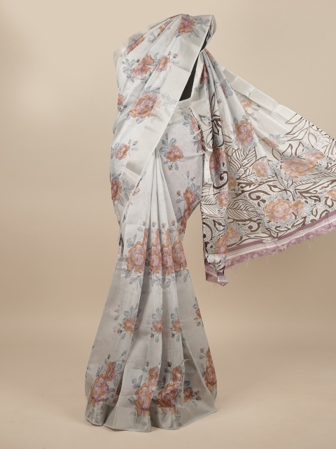

Pothys Grey & Brown Floral Zari Saree
