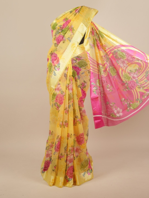 

Pothys Yellow & Pink Floral Saree