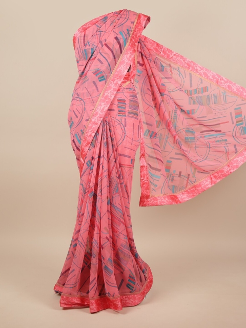 

Pothys Pink & Blue Chiffon Saree