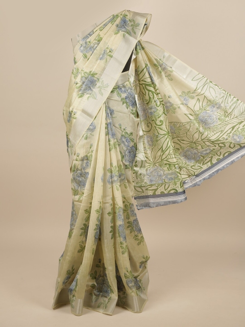 

Pothys Green & Grey Floral Zari Saree
