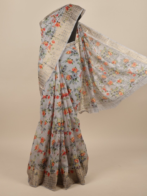 

Pothys Grey & Red Floral Saree