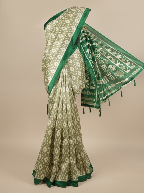 

Pothys Green & Beige Printed Saree