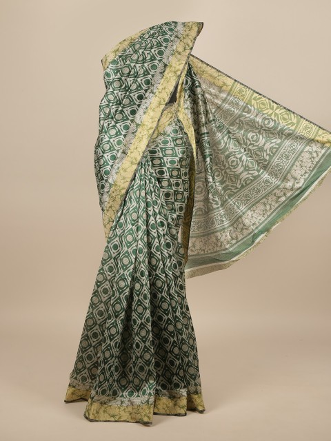

Pothys Green & White Printed Saree