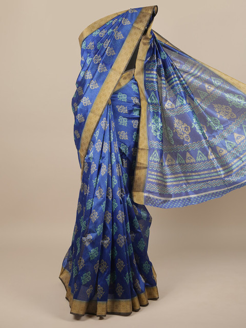 

Pothys Blue & Tan Ethnic Motifs Saree