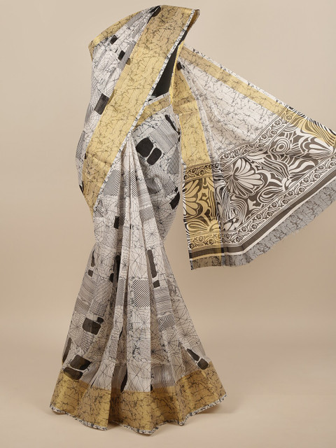 

Pothys White & Black Printed Saree