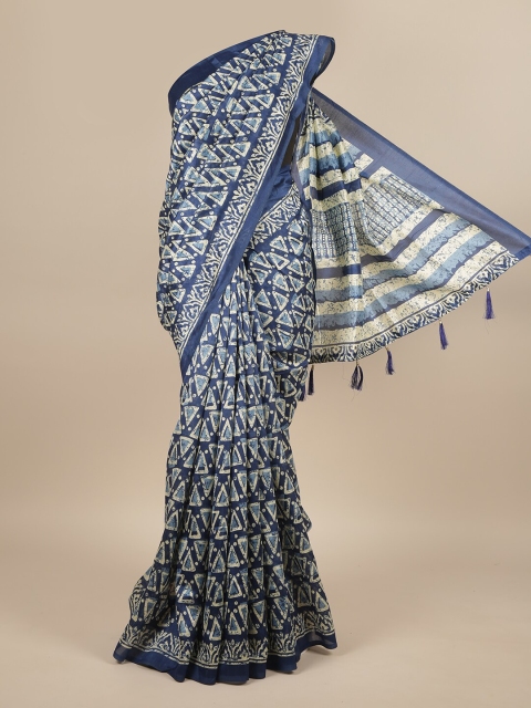 

Pothys Blue & White Printed Saree