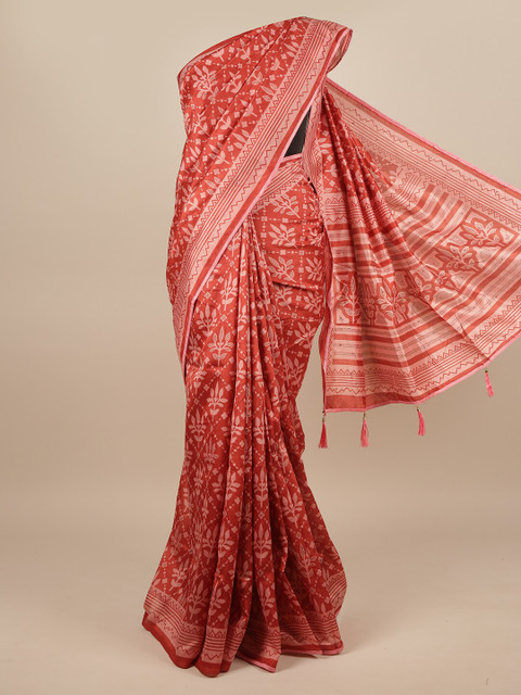 

Pothys Rust & Pink Floral Saree