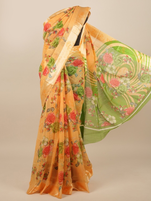 

Pothys Orange & Green Floral Saree