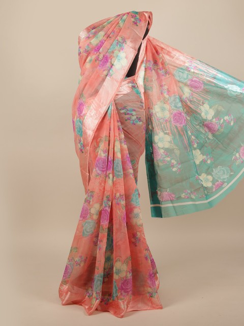

Pothys Pink & Green Floral Saree