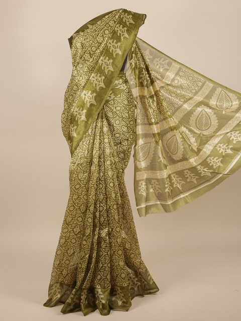 

Pothys Green & Cream-Coloured Printed Saree