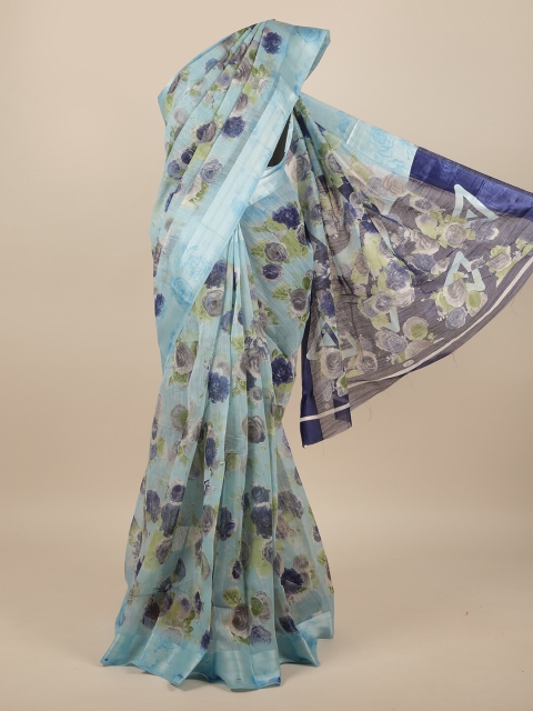 

Pothys Blue & Green Floral Zari Saree