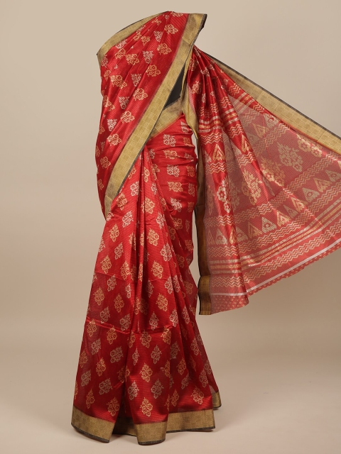 

Pothys Red & Tan Ethnic Motifs Saree