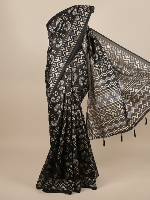 

Pothys Black & White Paisley Saree