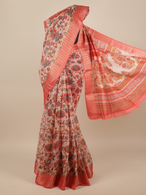 

Pothys Pink & Green Floral Saree