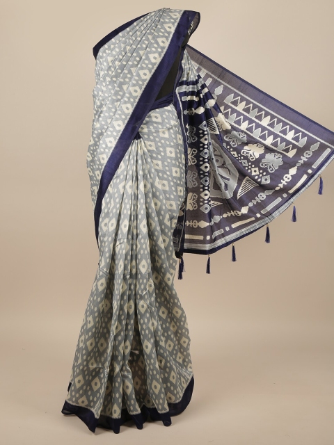 

Pothys Blue & Grey Printed Saree