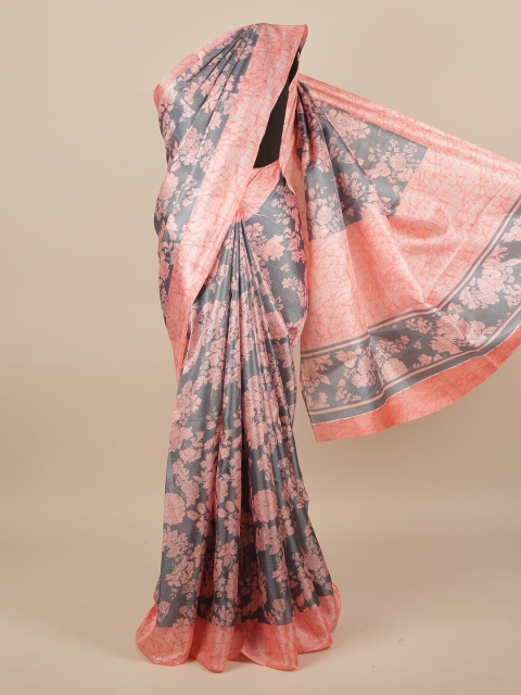 

Pothys Grey & Peach-Coloured Floral Saree