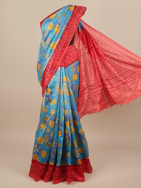 

Pothys Blue & Red Floral Saree