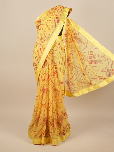 

Pothys Yellow & Red Chiffon Saree