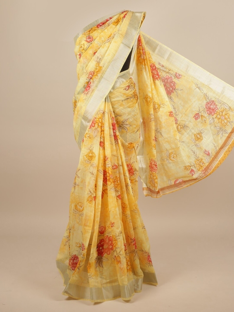 

Pothys Peach-Coloured Floral Saree