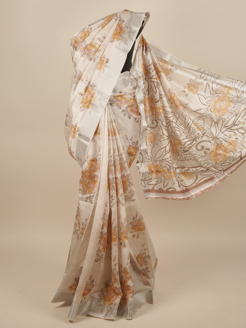 

Pothys Grey & Orange Floral Saree