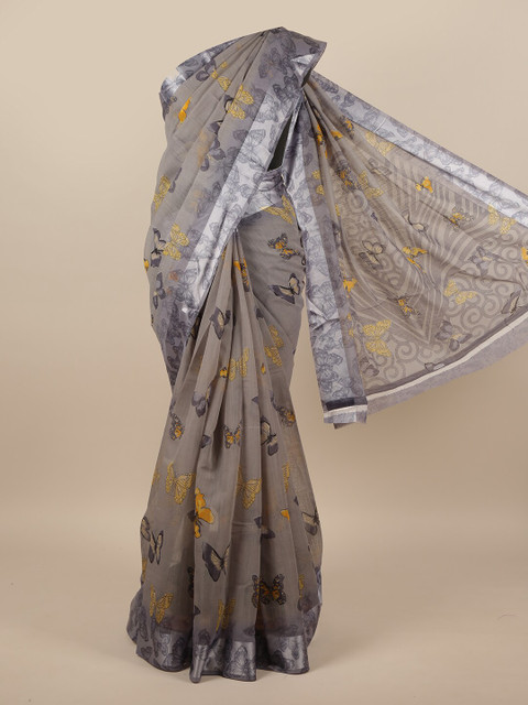 

Pothys Grey & Yellow Ethnic Motifs Saree