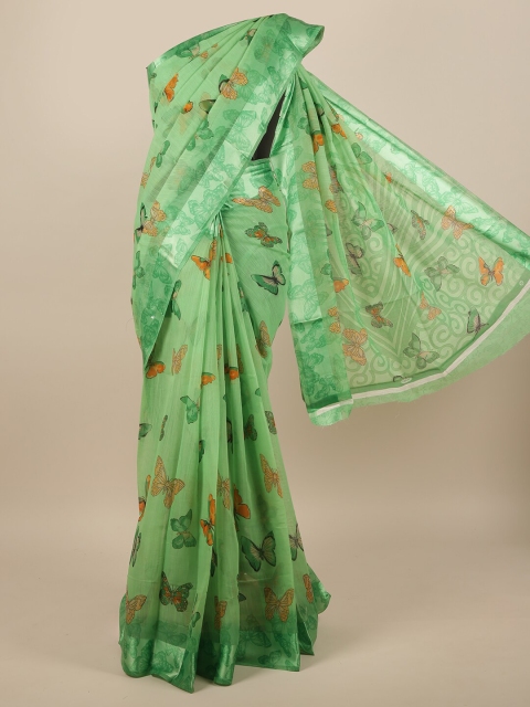 

Pothys Green & Brown Floral Saree