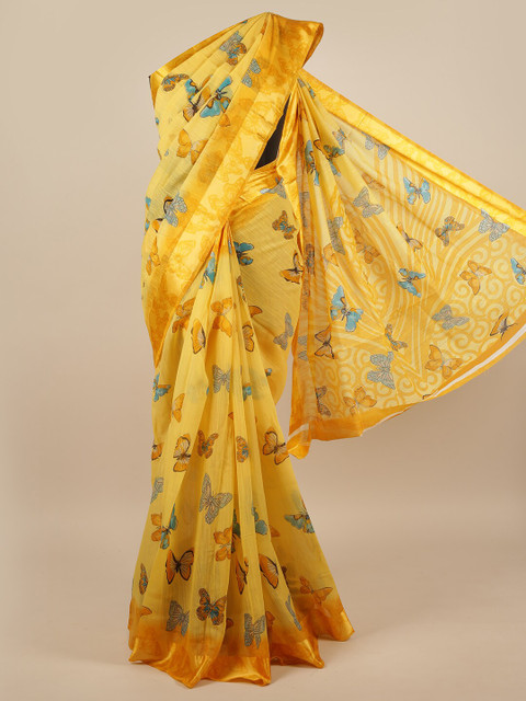 

Pothys Yellow & Blue Printed Saree