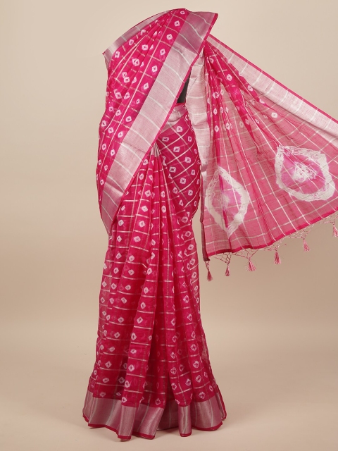 

Pothys Fuchsia & Off White Linen Blend Saree