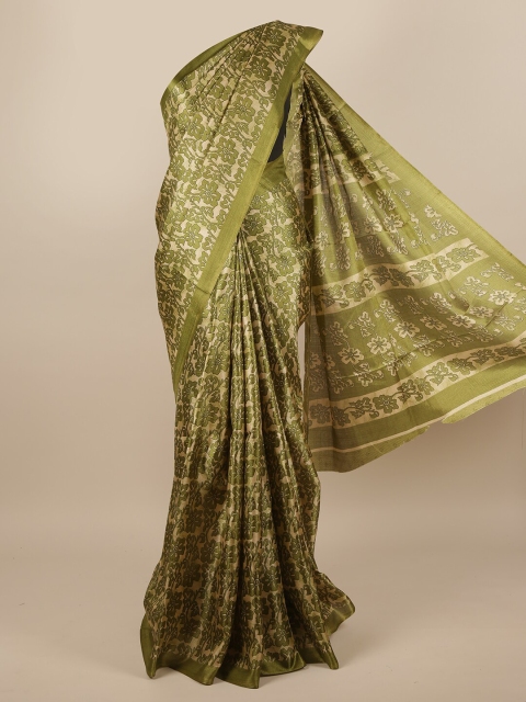 

Pothys Green & Beige Floral Saree