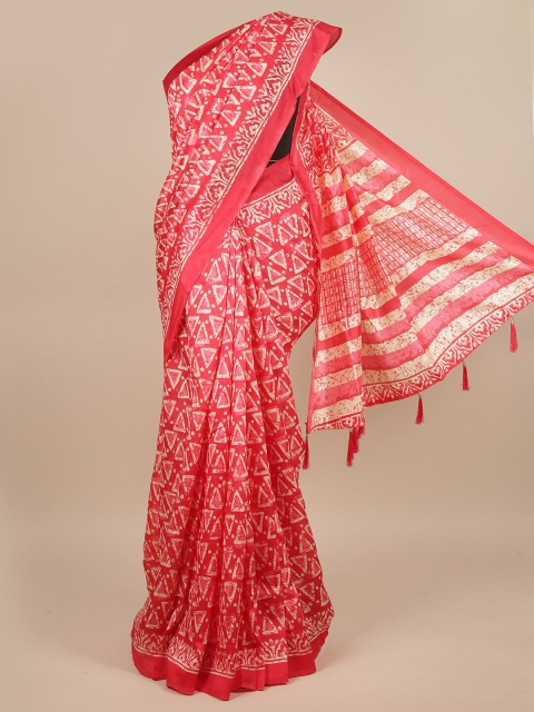 

Pothys Pink & White Ethnic Motifs Saree