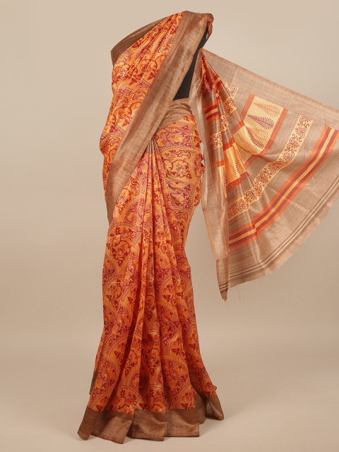 

Pothys Orange & Red Ethnic Motifs Saree