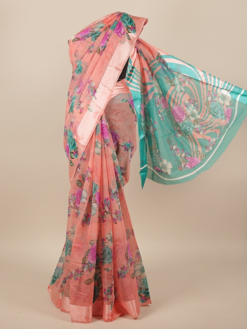 

Pothys Pink & Green Ethnic Motifs Zari Saree