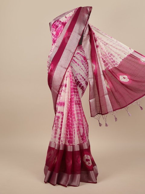 

Pothys Pink & White Linen Blend Saree